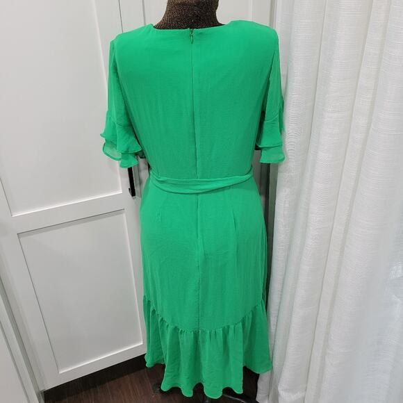 Emma & Michele Faux Wrap Surplice Neckline Midi Dress Size 6 - Picture 2 of 11